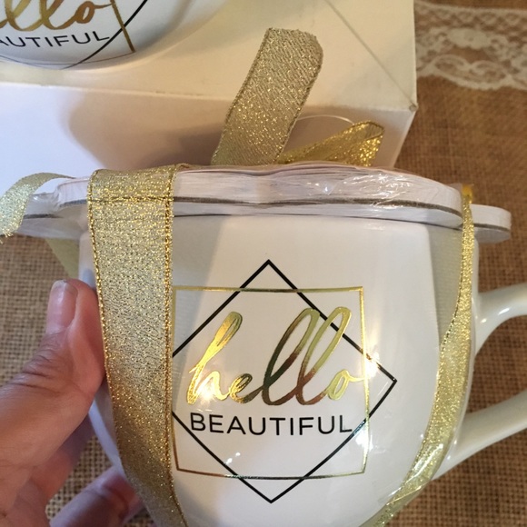 BNWT Hello Beautiful Giant White Mug & Notepad Set - Picture 4 of 4